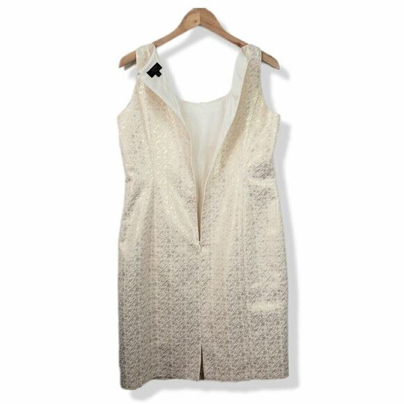 Tahari Luxe Sleeveless Sheath Dress 12 Gold Ivory Glam Cocktail Party Occasion - Picture 6 of 9